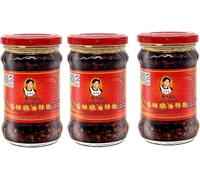 Lao Gan Ma Crispy Chilli Oil 210g (Pack of 3)- Spicy Chilli Oil with Crispy Soybeans | Authentic Chinese Chilli Sauce | Perfect for Noodles, Rice & Dumplings | Crispy Texture with Soybeans