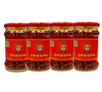 Lao Gan Ma Crispy Chilli Oil 210g (Pack of 4)- Spicy Chilli Oil with Crispy Soybeans | Authentic Chinese Chilli Sauce | Perfect for Noodles, Rice & Dumplings | Crispy Texture with Soybeans