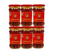 Lao Gan Ma Crispy Chilli Oil 210g (Pack of 6)- Spicy Chilli Oil with Crispy Soybeans | Authentic Chinese Chilli Sauce | Perfect for Noodles, Rice & Dumplings | Crispy Texture with Soybeans