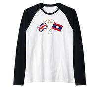 Lao Heritage UK Lao British Laos Flag Raglan Baseball Tee