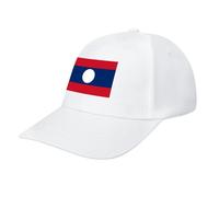 Lao People's Republic Flag Baseball Cap,Adjustable Sportswear Hat for Men Women Adults,Lifestyle Activities All Seasons White