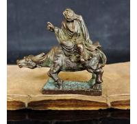 Lao Tzu Bronze Sculpture - Chinese Art Statue, Riding Bull Decoration, Inspirational Character Figurine, Unique Home Decor, Zen Garden Accent, Gift for Philosophy Lovers