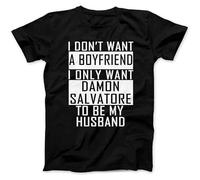LAO-ZHANG Damon Salvatore is My Boyfriend T Shirt Funny Vintage Gift for Men XXL Black