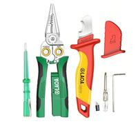 LAOA Wire Stripper with Electricity Measurement,8-in-1 Wire Stripping Pliers for Cutting,Pulling Wires,Cable Scissors for Scraping,Pressing Wires,with Voltage Test,with LA321713 Insulation Knife