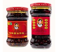 Laoganma Authentic Chinese Fermented Soybeans in Chilli Oil 280g x 2 & Crispy Chilli in Oil 210g Spicy Condiment x 2 (Pack of 4)