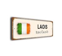 Laois Ireland Street Sign | Patriotic Weathered Irish Flag Design | Durable Aluminium Composite Metal Look Plaque | Weatherproof Irish Home & Pub Wall Décor