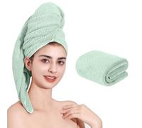 Laojbaba Microfiber Hair Towel Quick Dry Hair Towel Hair Drying Towels Suitable for All Kinds of Hair Ultra Absorbent Long and Thick Hair 20X40inch Green