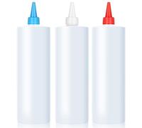 LAOJU Squeeze Bottle Plastic Squeeze Condiment Bottles with Cap 500ml Food Grade Squeezy Sauce Bottles for Cooking Seasoning Dispensers 3PCS