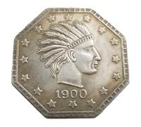 LAOJUNLU 1900 Alaska Indian Octagonal Medal, Antique-Style Commemorative Hobo Nickel, Feng Shui Lucky Charm Decor Replica