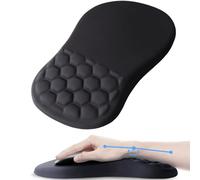 Laokiiy Mouse Pad Wrist Support, Ergonomic Mouse Pad with Wrist Rest, Comfortable Computer Mouse Pad for Laptop, Pain Relief Mousepad with Non-Slip PU Base Black