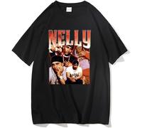 Laolaifu Nelly Graphic Rapper 90S Vintage Unisex T-Shirt Black Mens Tops Casual Black M