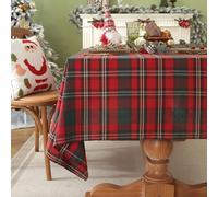 Laolitou Red Christmas Gingham Table Cloth Rectangle Tables Buffalo Plaid Checkered Tablecloth Cotton Linen Farmhouse Tablecloths Washable Wrinkle Free for Picnic Kitchen, 60"x75" 4-6 Seats