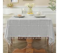 Laolitou Waterproof Tablecloths Rustic Tablecloth Cotton Linen Grey Table Cloths for Kitchen Dining,Party,Holiday,Christmas,Buffet,55"x55", 4 Seats