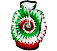 LAOLIUSN Funny Tie Dye Hoodie Colorful Spiral Theme Sweatshirt, Green, X-Large