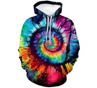 LAOLIUSN Funny Tie Dye Hoodie Colorful Spiral Theme Sweatshirt, Multicolor, XX-L