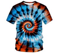 LAOLIUSN Funny Tie Dye T-Shirt Colorful Spiral Theme Tee Shirt, Blue, XXXXL
