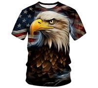 LAOLIUSN Men's American Bald Eagle Printed T-Shirt Animal Theme Tee Shirt, Brown, S