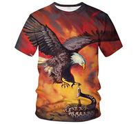 LAOLIUSN Men's Bald Eagle T-Shirt Summer Short Sleeve Tees Tops Animal Theme Shirt Realistic Graphic Shirt, Red, Medium