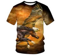LAOLIUSN Men's Bald Eagle T-Shirt Summer Short Sleeve Tees Tops Animal Theme Shirt Realistic Graphic Shirt,Orange,2XL, Orange, XXL