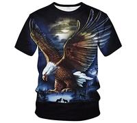 LAOLIUSN Men's Bald Eagle T-Shirt Summer Short Sleeve Tees Tops Animal Theme Sweatshirt Realistic Graphic Shirt, Blue, 3XL