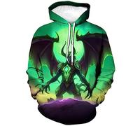 LAOLIUSN Men's Dragon Hoodie - Fantasy Theme, Animal Graphic Sweatshirt, Purple, 4XL