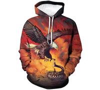 LAOLIUSN Men's Eagle Hoodie - Animal Theme, Realistic Graphic Sweatshirt, Orange, Medium