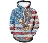 LAOLIUSN Men's Eagle Hoodie - Animal Theme, Realistic Graphic Sweatshirt, Pink, 4XL