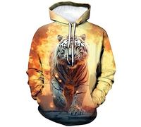 LAOLIUSN Men's Eagle Hoodie - Animal Theme, Realistic Graphic Sweatshirt, Yellow, Medium