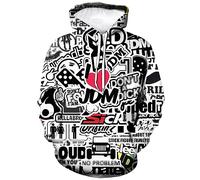 LAOLIUSN Men's Hipster Hip Hop Urban Sweatshirt Graffiti Street Art Hoodie Funny Pullover, Black, 3XL