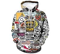 LAOLIUSN Men's Hipster Hip Hop Urban Sweatshirt Graffiti Street Art Hoodie Funny Pullover, Yellow, X-Large