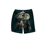 LAOLIUSN Men's Wolf Board Shorts Animal Graphic Beach Shorts, Grey, X-Large