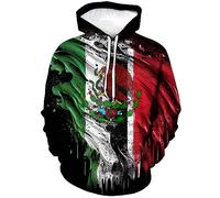 LAOLIUSN Mexico Flag Hoodie Colorful Patriotic Theme Sweatshirt, White, 3XL