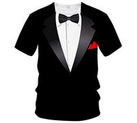 LAOLIUSN Tuxedo T Shirts for Men Tux Costume Suit and Tie Tee Shirt Gifts T-Shirt, White, XL