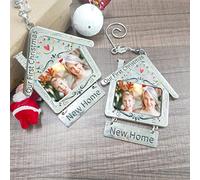 Laonainai 2 PCS Photo Christmas Photo Ornament Frames Metal Pet Photo Frames Christmas New Home Pictures Frames Xmas Tree Glitter Picture Frame Felt Hanging Photo Frame for Holiday Christmas Tree