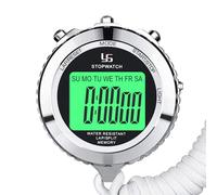 LAOPAO Stopwatch Metal Stopwatch Timer with Backlit 1/100th Second Precision 2 Lap Memory Digital Stop Watch for Coaches