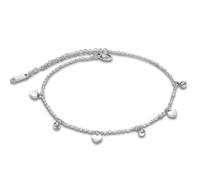 Laopipfu 1 Adjustable Waterproof Anklet For Women, 316L Stainless Steel Double Layer Beach Ankle Chain With Heart Charm, for Summer Holidays