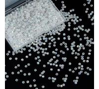 Laopottbeads 1200PCS 3mm Bicone Crystal Glass Beads for Jewelry Making, Sparkling Mini Beads for Suncatchers, DIY Bracelets & Craft Projects (AB White)