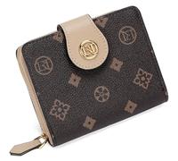 LAORENTOU Small Wallet for Women Soft Leather RFID Blocking Bifold Zipper Pocket Wallet Card Case Purse, coffee color A