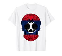 Laos Flag Gift Sugar Skull Laotian Value Graphic T-Shirt