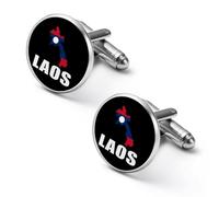 Laos Map Flag Men's Cufflinks Tuxedo Cuff Links Shirt Tie Decor for Business Weddings