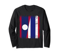 Laos Thailand Half Flag Lao Thai Roots Long Sleeve T-Shirt