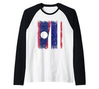 Laos Thailand Half Flag Lao Thai Roots Raglan Baseball Tee