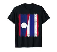 Laos Thailand Half Flag Lao Thai Roots T-Shirt