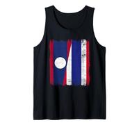 Laos Thailand Half Flag Lao Thai Roots Tank Top