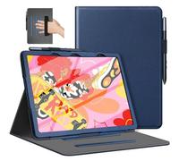 LaoShuSheng Case for XPPen Magic Drawing Pad Tablet 12.2 Inch, Premium PU Leather Folio Cover with Multi-Angle Stand/Hand Strap & Auto Sleep/Wake and Pen Holder (Dark Blue)