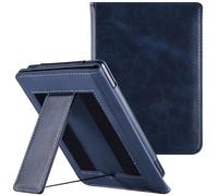LaoShuSheng Stand Case for Kobo Clara / Clara 2E eReader - PU Leather Book Folio Sleeve Cover with Two Hand Straps and Auto Sleep/Wake (Dark Blue)