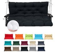LaoSShu Outdoor Swing Cushions, Waterproof Swing Cushions 2-3 Seater Replacement with Backrest,Outdoor Thickened Bench Cushion with Ties for Porch,Patio,Backyard,Garden and Lawn(Black,40x40in)