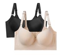 LaoSShu Women's Push Up Bra,Full-Coverage Underwire Plus Size Bra,Hide Back Fat Deep Cup Bra,Smoothing Sculpting Uplift Bra (Color : 2colors, Size : 46A)