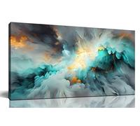 LAOTOART Abstract Posters Home Wall Decor for Living Room - Modern Teal Wall Art for Office Size 20" x 40"