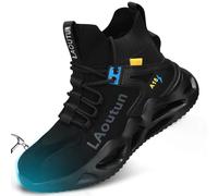 LAoutun Safety Trainers Comfortable Steel Toe Cap Trainers Mens Safety Shoes Lightweight Work Boots for Men Industrial Protective Work Shoes 0206Black Size 6.5 UK